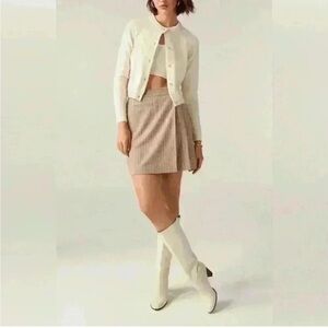 ba&sh Beige Pinstripe Pleated Mini Skirt | Size 0